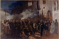 Brandweermannen rennen naar een vuur, Gustave Courbet, 1850 - 1851 van Atelier Liesjes thumbnail