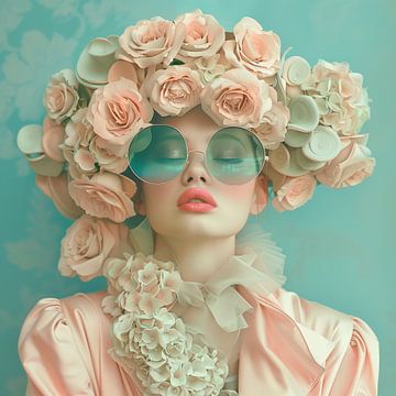 A portrait of pale pink roses van Bianca ter Riet