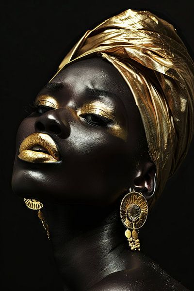 Sublieme schoonheid - contrasten in zwart en goud van Poster Art Shop