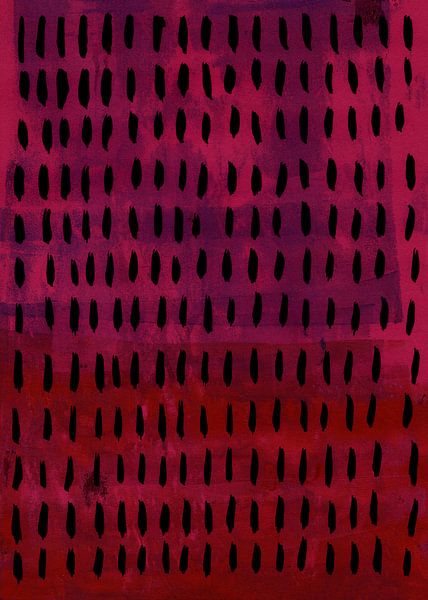 Modern abstract . Black shapes on intense pink and red by Dina Dankers