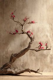 Still life Japanese style with blossom branches by Digitale Schilderijen
