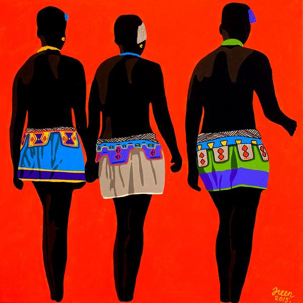 Zulu zusjes oranje par Irene Jonker