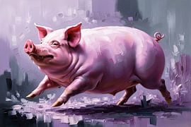 Fröhliches Schwein abstraktes Kunstwerk von Art & Soul Creations