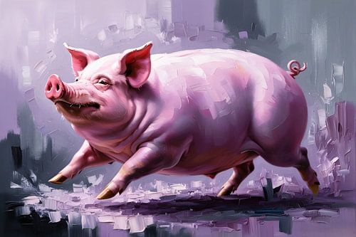 Vrolijk varken abstract kunstwerk