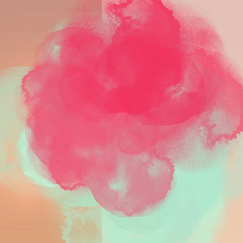 Pop van kleur. Neon en pastel abstracte kunst in felroze, zalm en mint