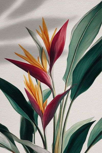 Paradijsvogelbloem in Tropische Elegantie Botanische Kunst van Eva Lee