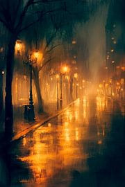 Nasse Straßenlaternen von Poster Art Shop