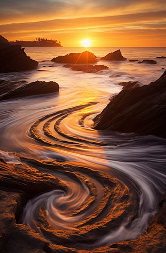 L'heure dorée au bord de la mer