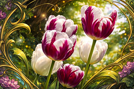 Bunte Tulpen im Jugendstil von Linda de Klein