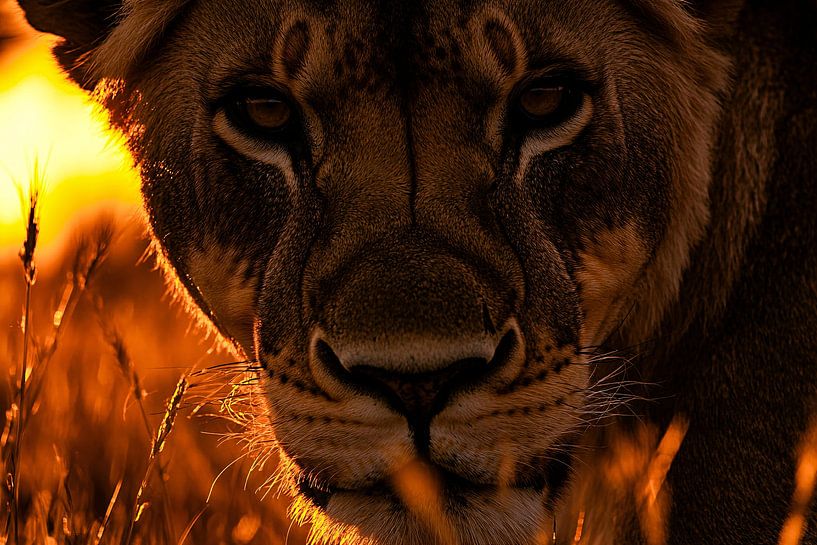 Lion close-up at sunset by Imperial Art House