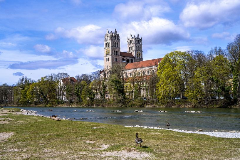 Church of St. Maximilan in Munich on the Isar River by ManfredFotos