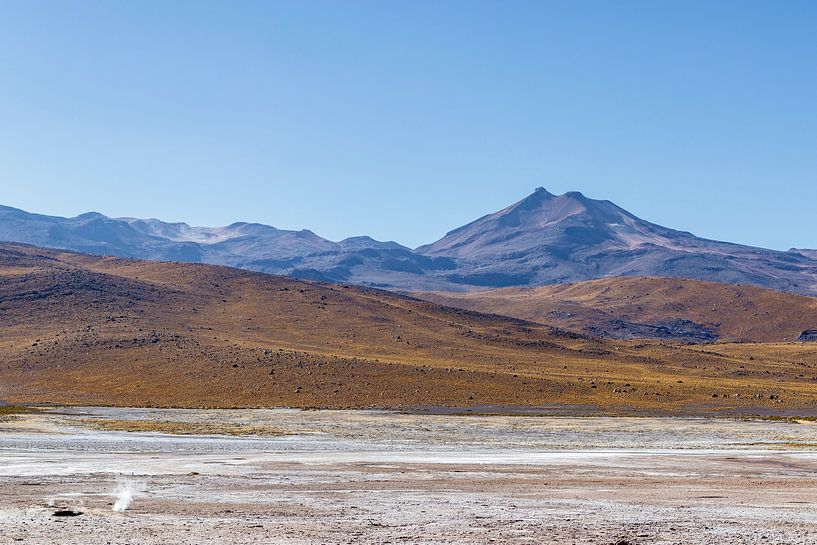 Paysage avec les geysers d'El Tatio dans les Andes, au Chili, en Amérique du Sud. par WorldWidePhotoWeb