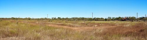 Verlaten schuur op prairie Texas