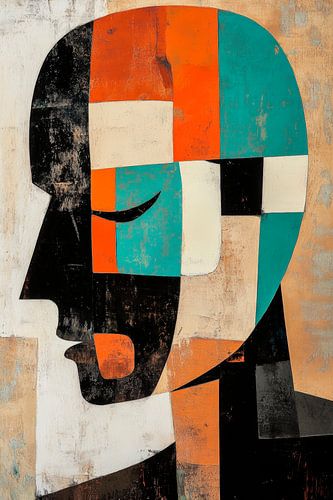 Abstract portret met kleurrijke vormen