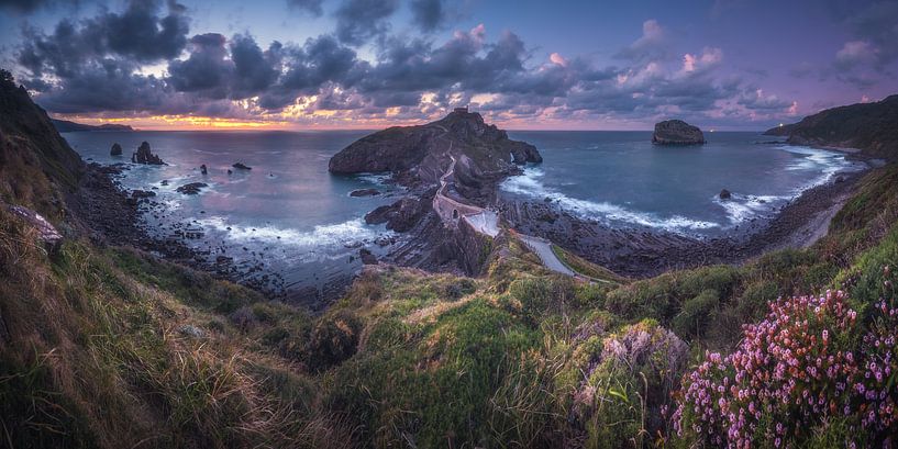 Spain Gaztelugatxe Panorama at the blue hour by Jean Claude Castor