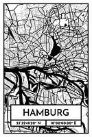Hamburg – City Map Design Stadtplan Karte (Retro)