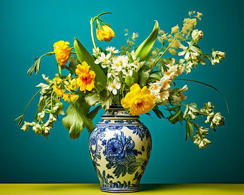 Veld bloemen boeket schilderij wilde bloemen