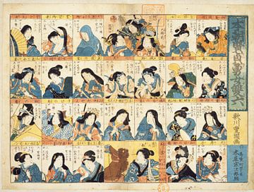 Kunisada, Damen als japanische Comicfiguren, 1843-1847