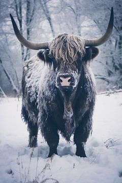Highland cattle in the snow by haroulita