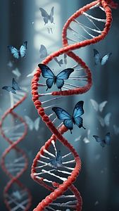 Een visuele dans van vlinders rond het DNA van het leven