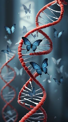 Een visuele dans van vlinders rond het DNA van het leven