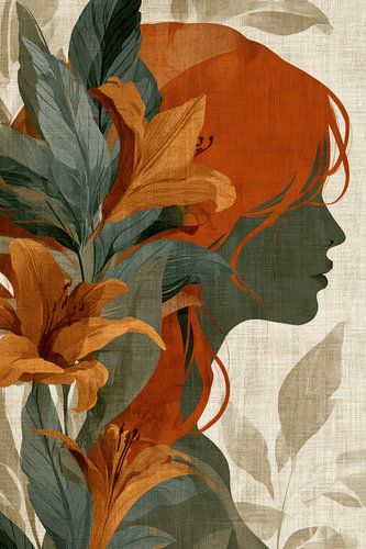 Botanische kunst met vrouw