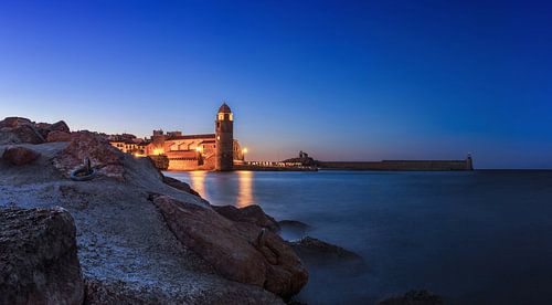 Collioure Panorama op het blauwe uur