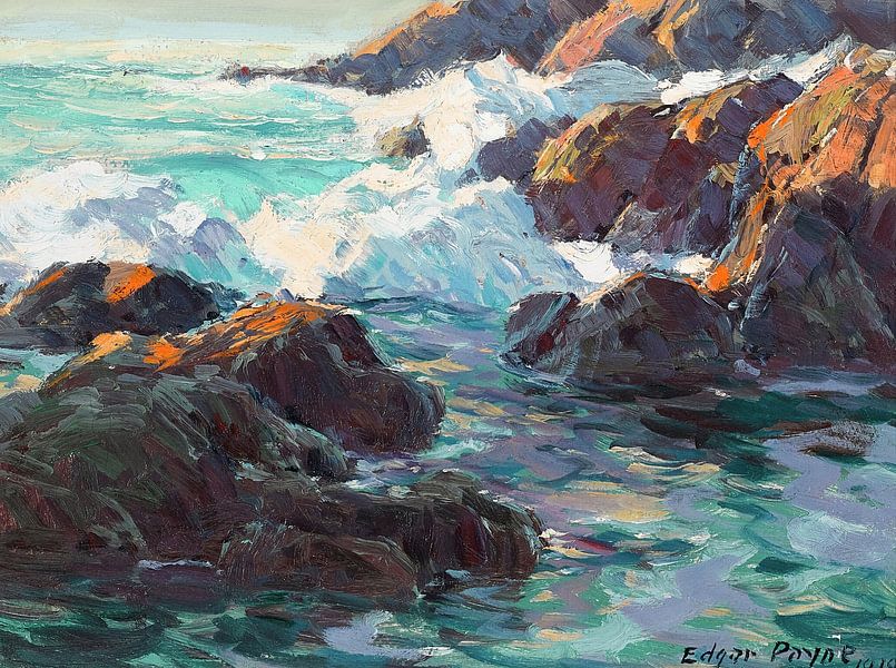 Edgar Payne,A rocky coastal landscape by finemasterpiece