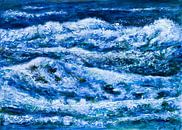 De Noordzee, witte zeeschuim op de donkere zee. van Paul Nieuwendijk thumbnail