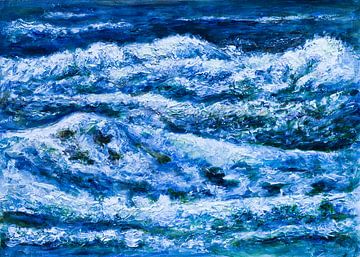 The North Sea, white sea foam on the dark sea. by Paul Nieuwendijk
