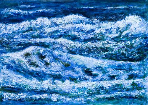 La mer du Nord, l'écume blanche sur la mer sombre.