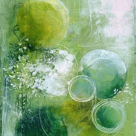 Abstrakte Malerei - Grün Weiß Verträumt Organisch von Joriali Abstrakte Kunst