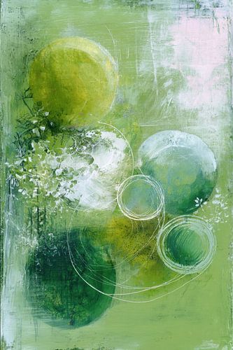 Abstract Painting - Green White Dreamy Organic by Joriali Abstract
