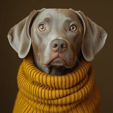 Weimaraner gekleed voor de winter van Ton Kuijpers