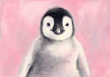 Young penguin on pink by Niklas Maximilian