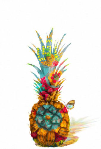 Pineapple with butterfly abstract