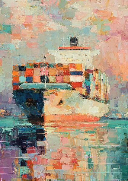 Un porte-conteneurs coloré dans le port par Niklas Maximilian