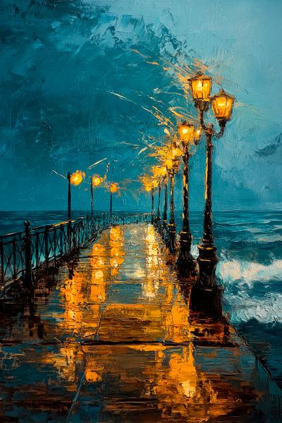 Harbour walk at night by Poster Art Shop