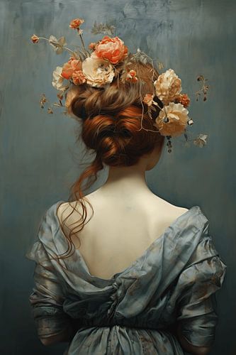 Vrouw met bloemenhoofddeksel