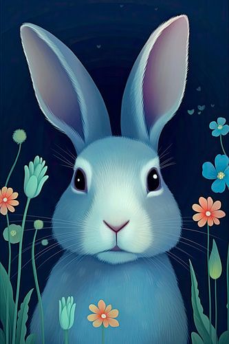 Colourful animal portrait: Rabbit