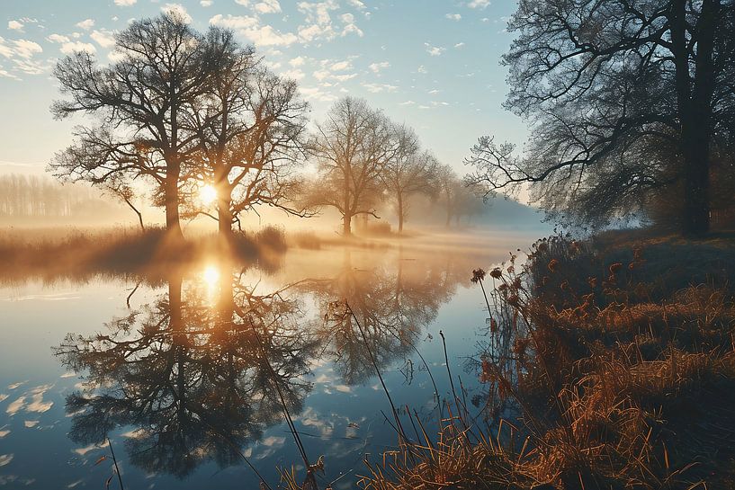 Ochtendmist van fernlichtsicht