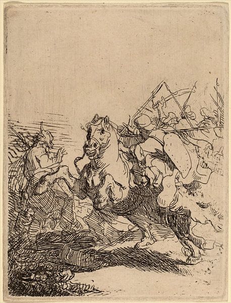 Rembrandt van Rijn Een Cavalerie gevecht van Rembrandt van Rijn