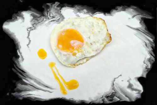Artistiek stilleven met gebakken ei