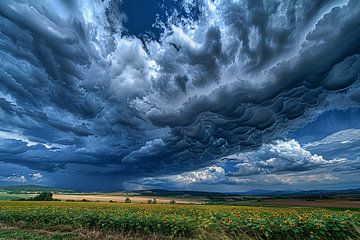 weiland met dramatische wolkenlucht van Egon Zitter