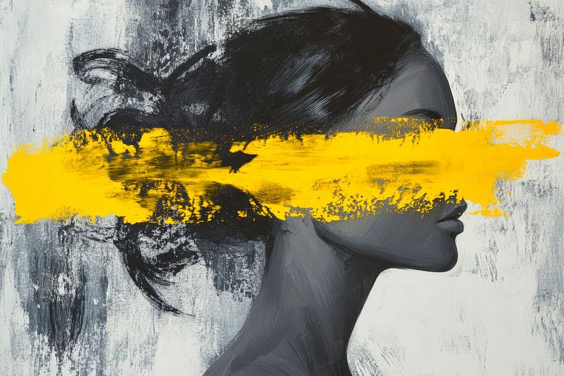 Kunstvolle Silhouette mit gelbem Akzent von Poster Art Shop