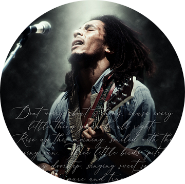 Bob Marley portret met songtekst 