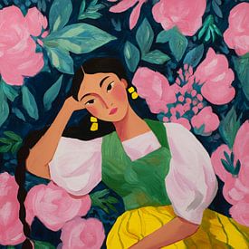 Portrait rêveur parmi les fleurs roses sur But First Framing