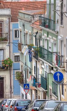 oude huizen in Bairro Mouraria, Lissabon, Portugal