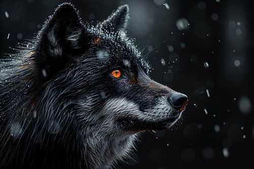 Intense wolvenblik in de sneeuw