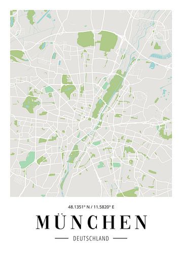 Stadsplattegrond poster München - Minimalistische kaart van de Beierse metropool